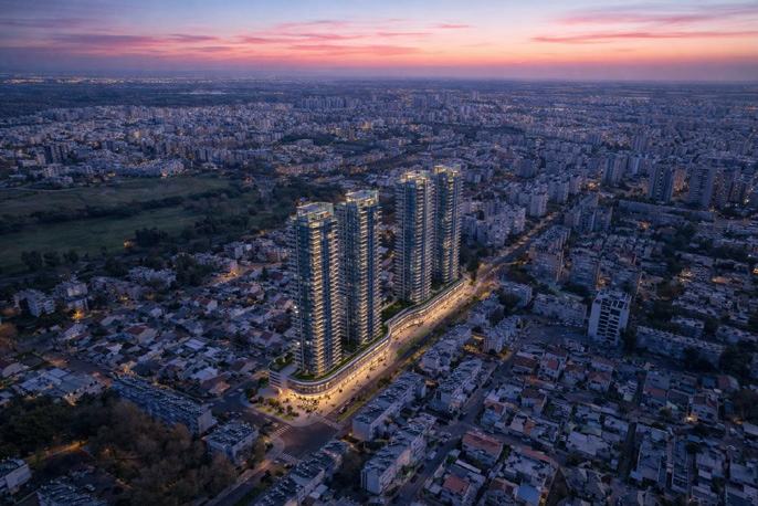 הדמיית מגדלים בשקיעה